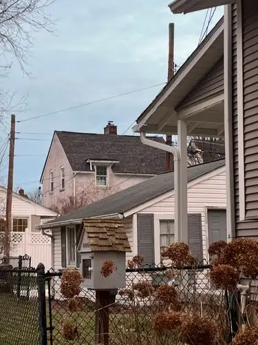 Quiet suburban charm under a muted sky.